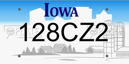 128CZ2 Iowa License Plate