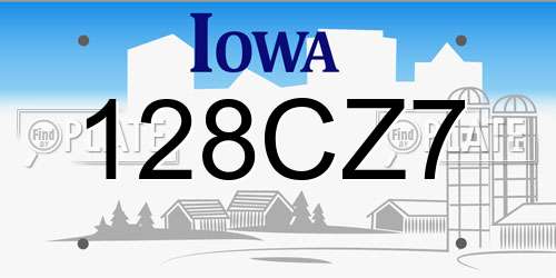 128CZ7 Iowa License Plate
