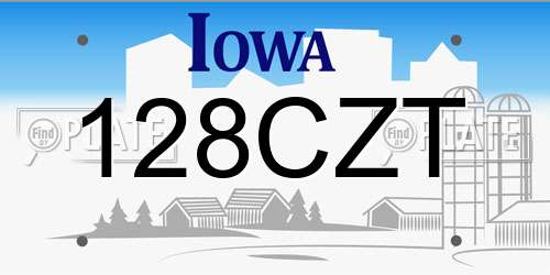128CZT Iowa License Plate