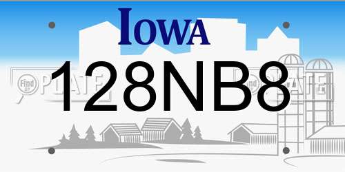 128NB8 Iowa License Plate