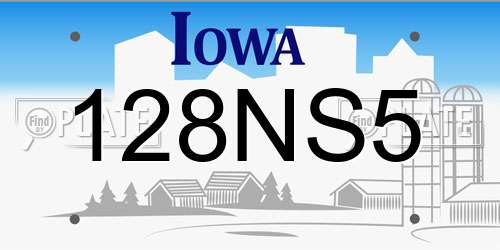 128NS5 Iowa License Plate