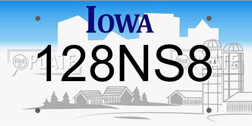 128NS8 Iowa License Plate