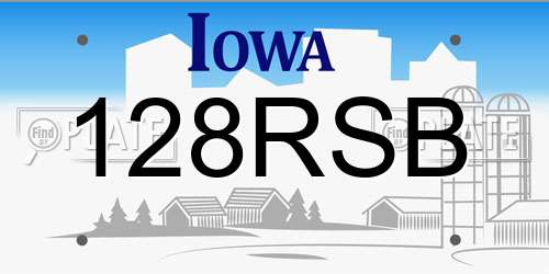 128RSB Iowa License Plate