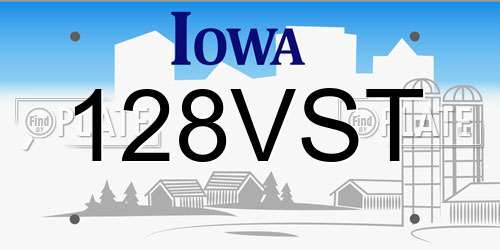 128VST Iowa License Plate