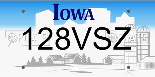 128VSZ Iowa License Plate