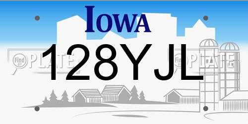 128YJL Iowa License Plate