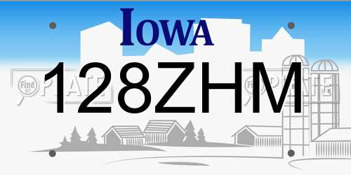 128ZHM Iowa License Plate