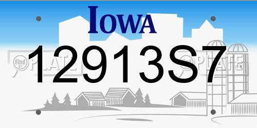 12913S7 Iowa License Plate