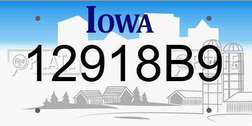 12918B9 Iowa License Plate
