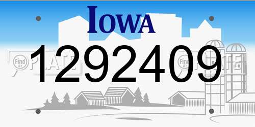 1292409 Iowa License Plate
