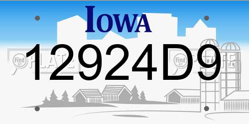 12924D9 Iowa License Plate