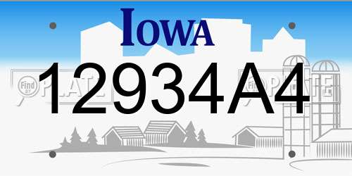 12934A4 Iowa License Plate