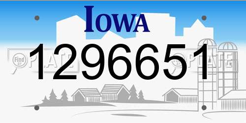 1296651 Iowa License Plate