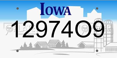 12974O9 Iowa License Plate