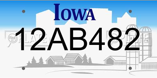 12AB482 Iowa License Plate