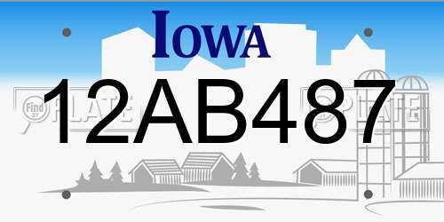 12AB487 Iowa License Plate