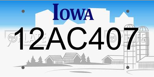 12AC407 Iowa License Plate