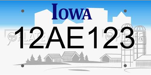 12AE123 Iowa License Plate