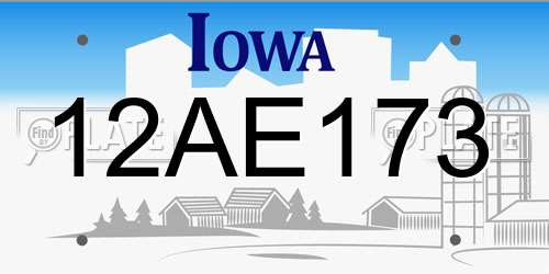 12AE173 Iowa License Plate