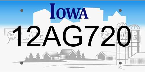 12AG720 Iowa License Plate