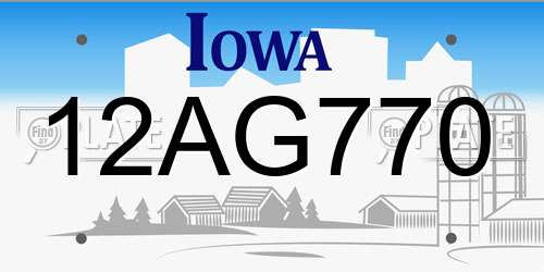 12AG770 Iowa License Plate