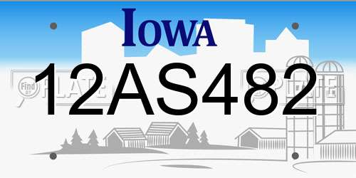 12AS482 Iowa License Plate