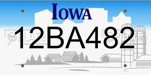 12BA482 Iowa License Plate