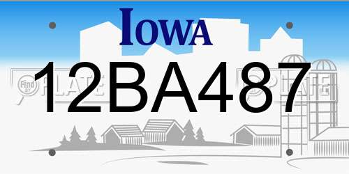 12BA487 Iowa License Plate