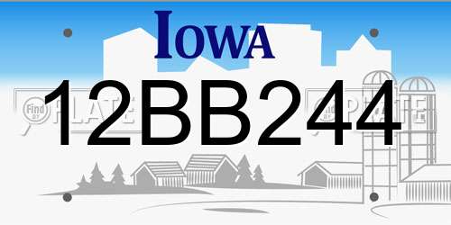 12BB244 Iowa License Plate