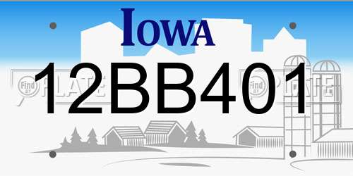 12BB401 Iowa License Plate