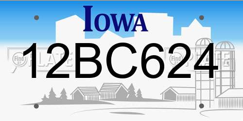 12BC624 Iowa License Plate