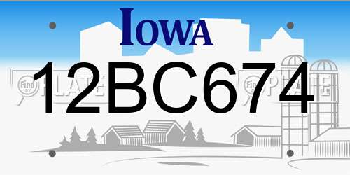 12BC674 Iowa License Plate