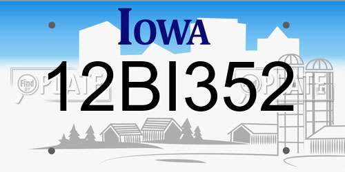 12BI352 Iowa License Plate
