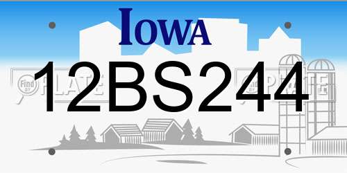 12BS244 Iowa License Plate