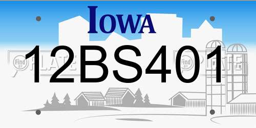 12BS401 Iowa License Plate
