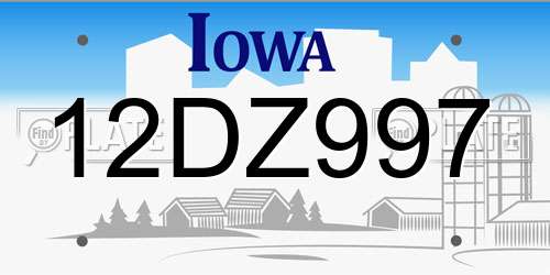 12DZ997 Iowa License Plate