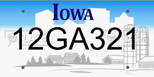 12GA321 Iowa License Plate