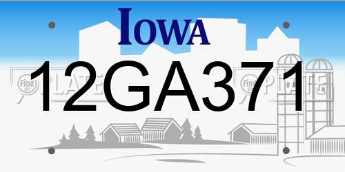 12GA371 Iowa License Plate