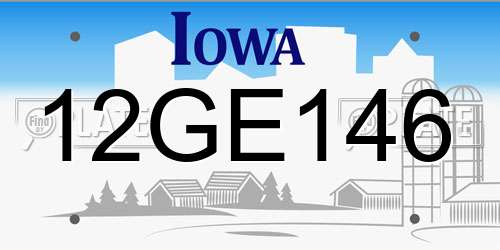 12GE146 Iowa License Plate