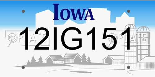 12IG151 Iowa License Plate