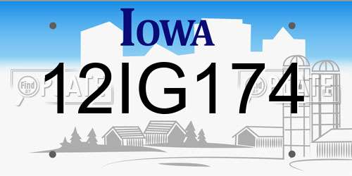 12IG174 Iowa License Plate