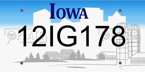 12IG178 Iowa License Plate