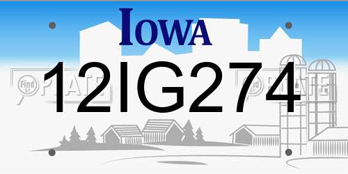 12IG274 Iowa License Plate