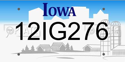 12IG276 Iowa License Plate
