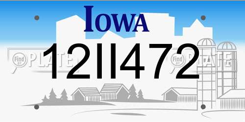 12II472 Iowa License Plate