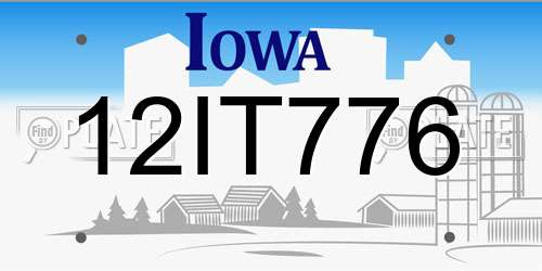 12IT776 Iowa License Plate
