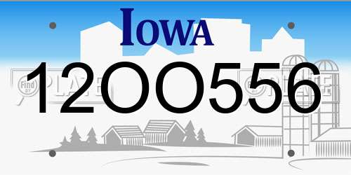 12OO556 Iowa License Plate