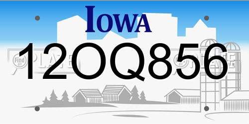 12OQ856 Iowa License Plate