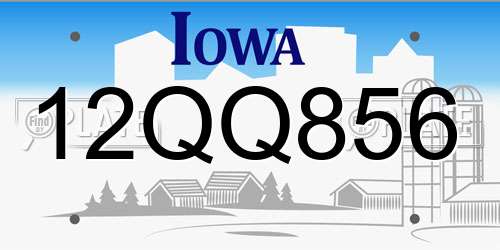 12QQ856 Iowa License Plate