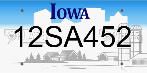 12SA452 Iowa License Plate